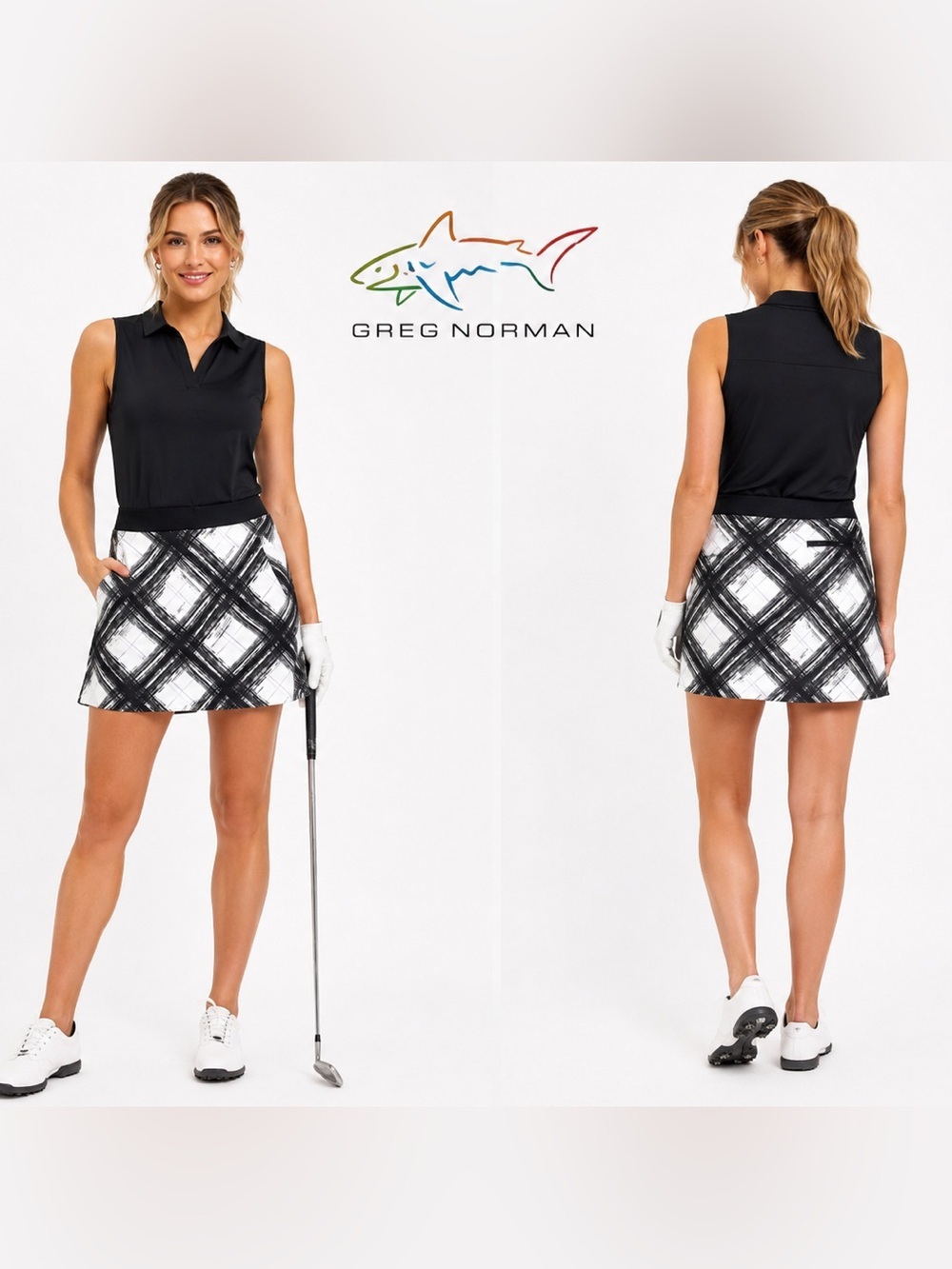 Greg Norman Golf Black and White Side Zip Skort 4